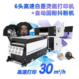 6頭高速白墨燙畫打印機(jī)+100R自動回粉抖粉機(jī)